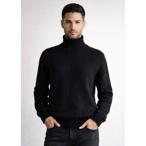 Vintage Jamieson’s Shetland 100% Wool Mock Neck Sweater Black Men’s XL Scotland